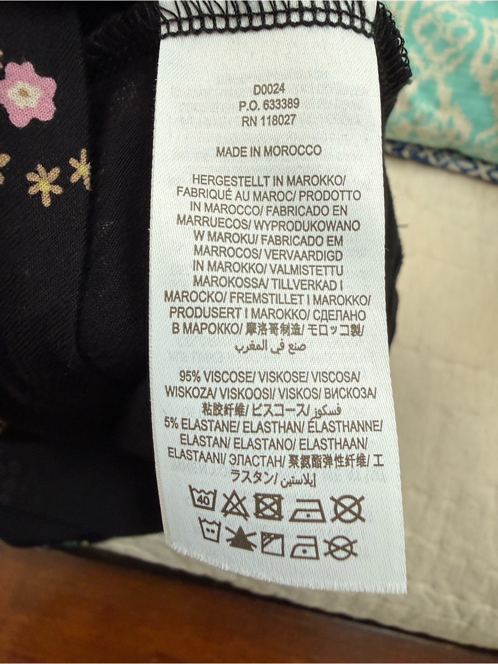 Boden Short Puff Sleeve Eva Jersey Midi A-line in Black w Floral Trim Size 12R - Picture 5 of 6